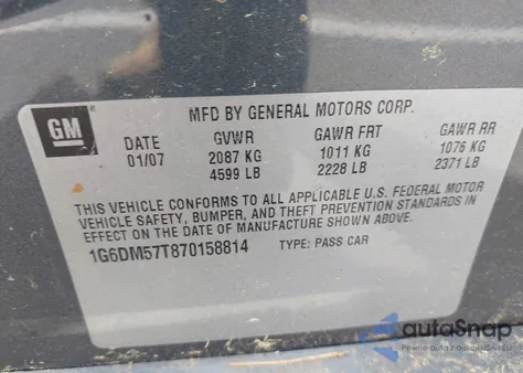 2007 Cadillac Cts Standard z USA, uszkodzony, nr VIN 1G6DM57T870158814